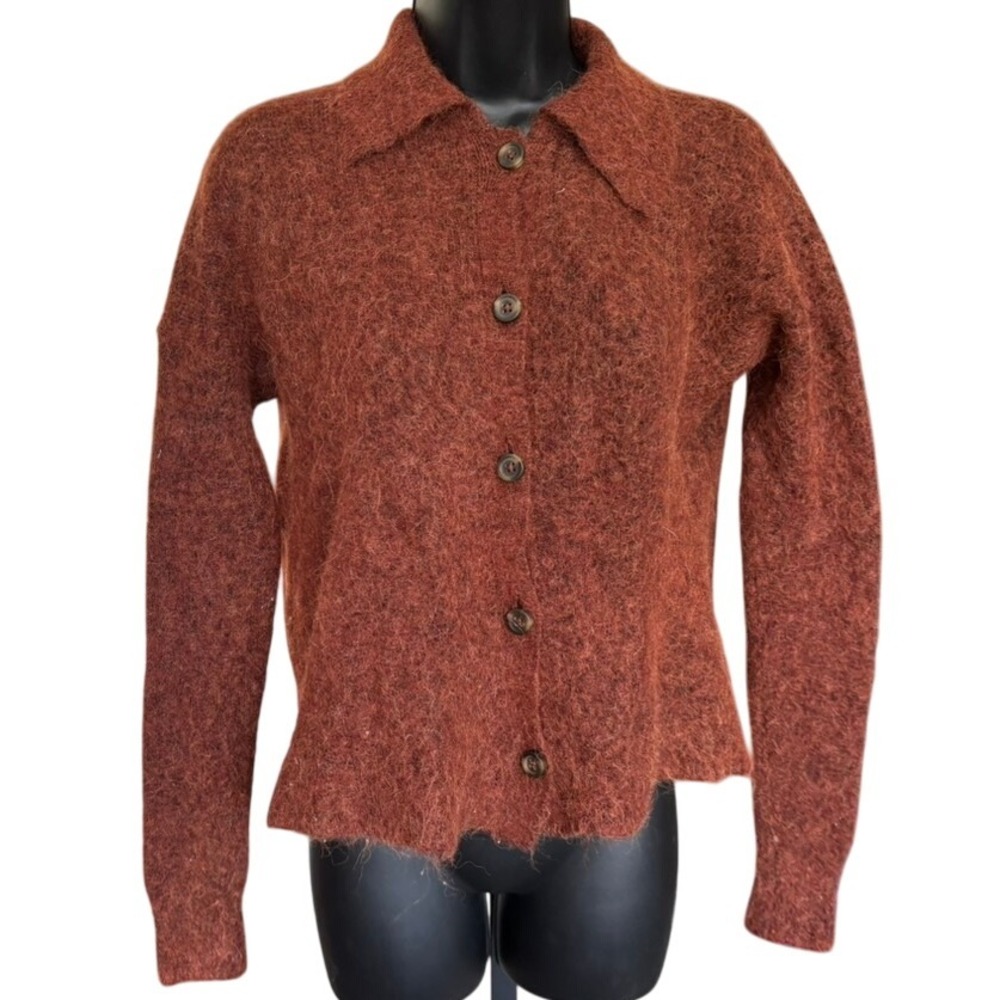 Madewell Cardigan Sweater XS Brown Merino Wool‎ Alpaca Cottagecore Hipster Folk